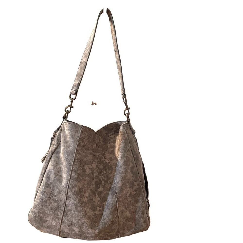 American Leather Co Gray Crossbody Shoulder Bag Purse Suede Messenger 14x11x5